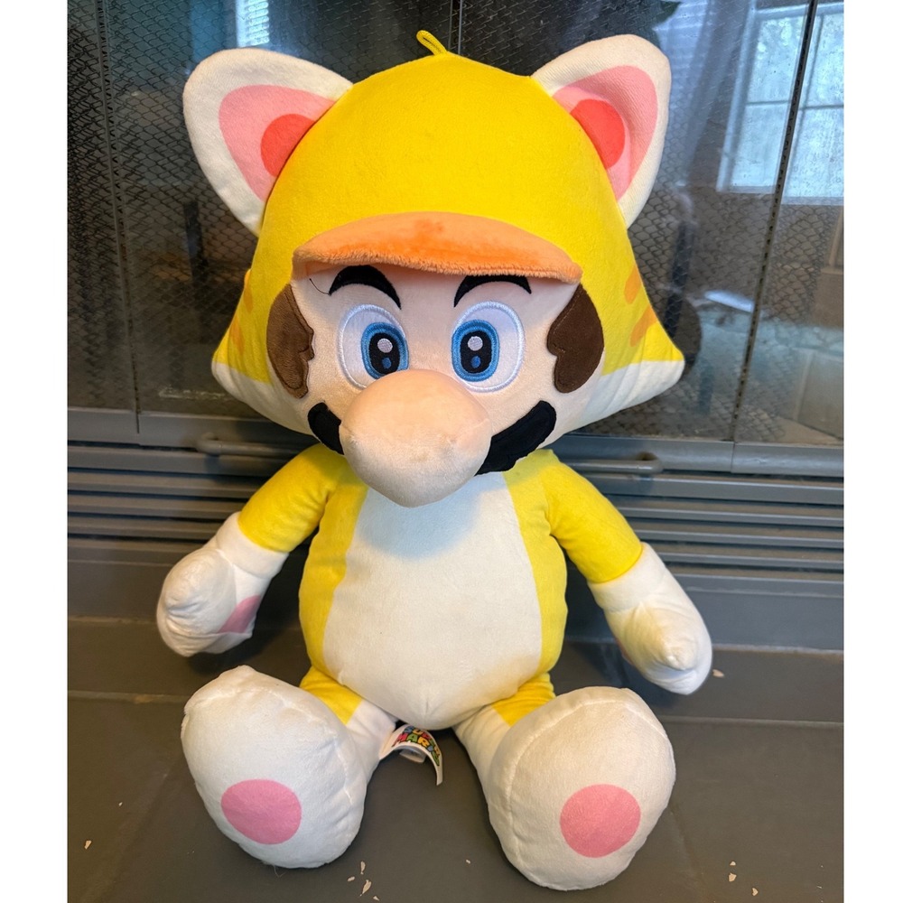Super Mario Cat Mario Plush Toy Yellow Stuffed Animal‎ Large 24in